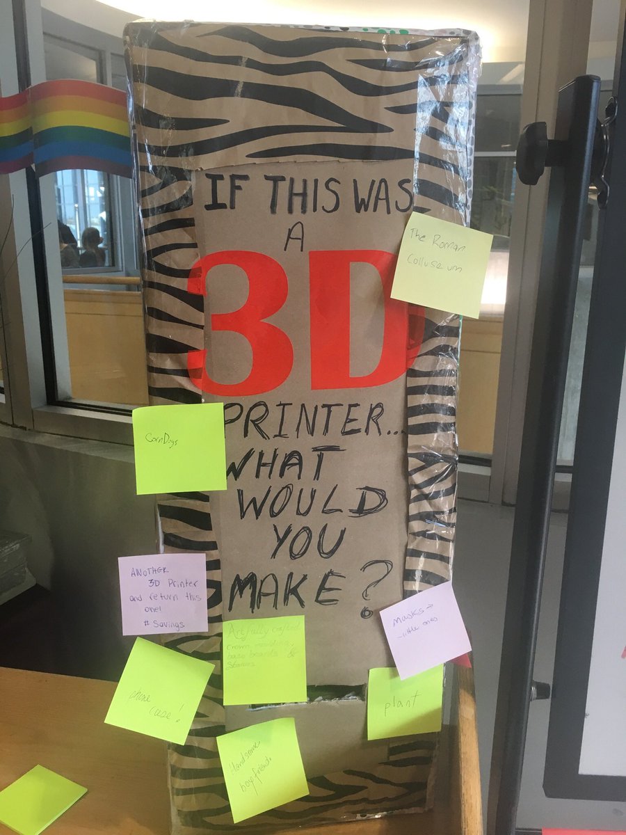 misping's tweet photo. Thanks for sharing your #3D printing dreams #Macewan! I think mini piggy banks & a handsome boyfriend are my favourites so far. #libcol18 https://t.co/9uCUxBekNZ
