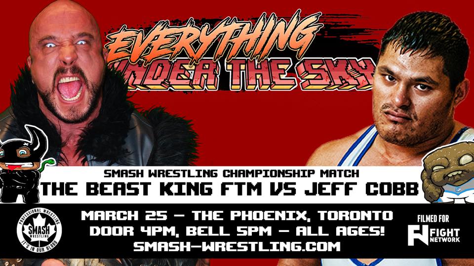 It's the weekend! Could this be the last weekend of @frankytm's title reign? Or will The Beast King continue his reign over Smash Wrestling by defeating @RealJeffCobb ? Find out next weekend at Everything Under The Sky!