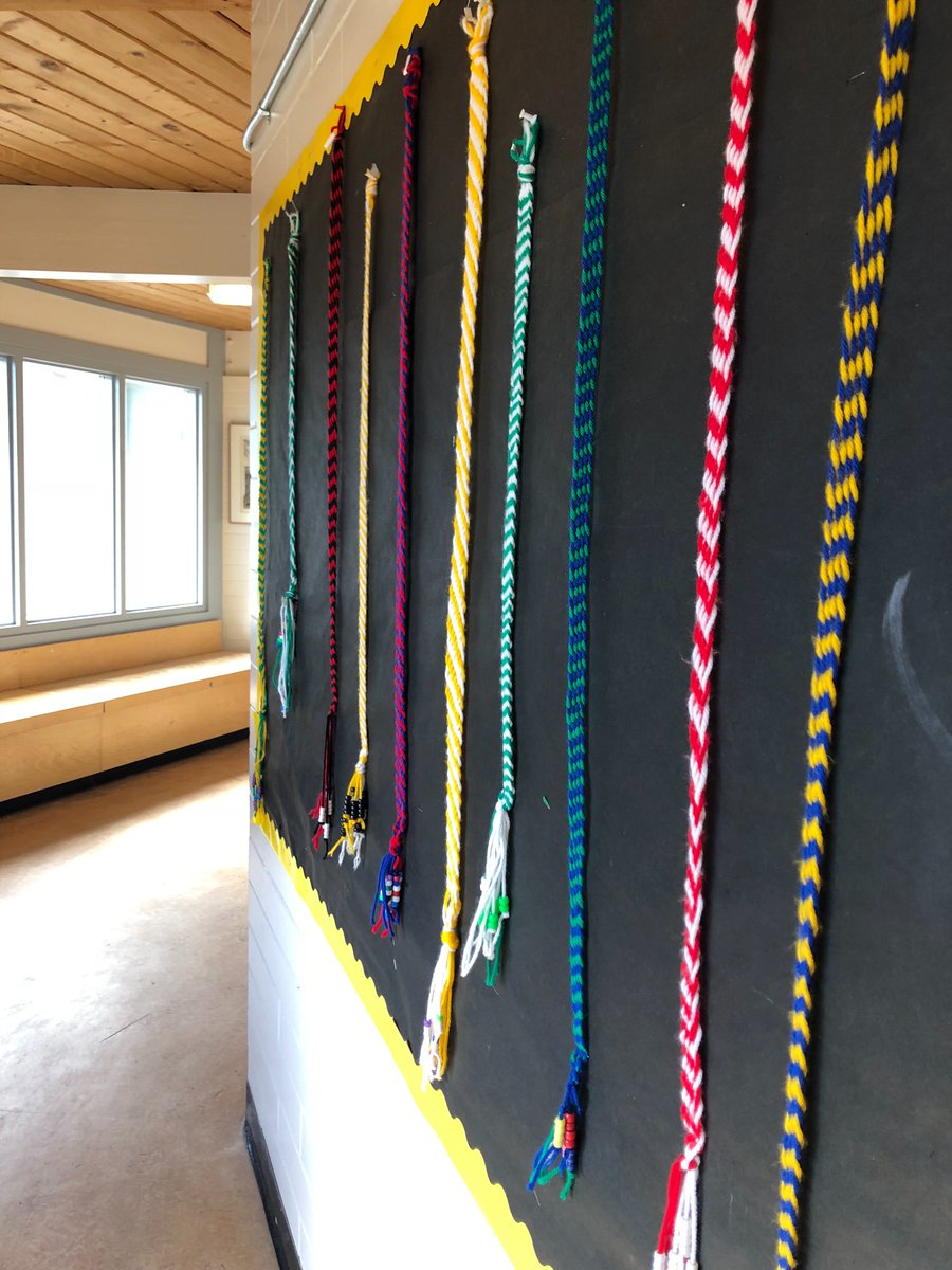 KaitlynHamner's tweet photo. Learning involves patience and time. Gr.7 sts embodied this FPPL in creating their Metis inspired finger weaving sashes - so proud of them! @NVSD44 https://t.co/CrMs53wBnb