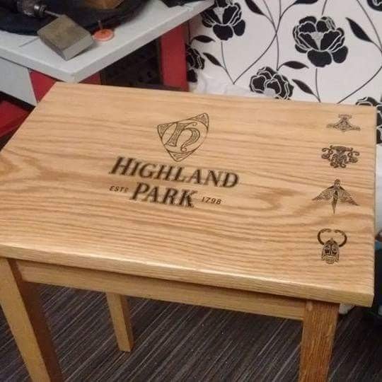 agmjoiner's tweet photo. Couple of oak side tables with @HighlandPark motifs on them 
#oak
#festool domino
#localmade https://t.co/QODtgvtf6J