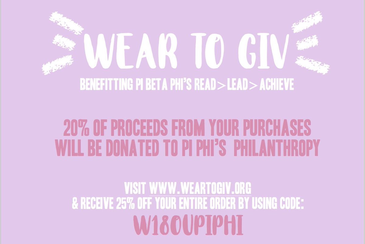 We’re hosting an online philanthropy with weartogiv.org. Wear To Giv is a clothing boutique who's mission is to give members of the community an opportunity to donate to a variety of causes while shopping online! Check out WearToGiv to support us &amp; Read>Lead>Achieve!!🛍