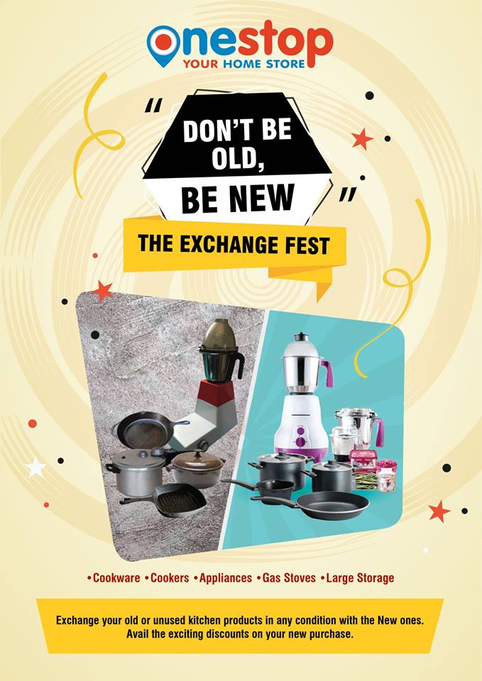 OneStop_Retail's tweet photo. DON'T BE OLD, BE NEW ! THE EXCHANGE FEST
Exchange your Old or Unused Kitchen products with your New ones. Avail Exciting discounts on your New Purchase. https://t.co/esHCE3kiQG