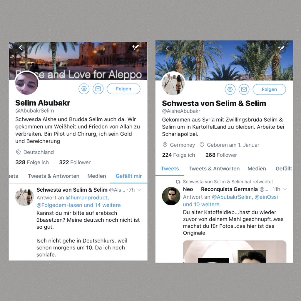 Mica4711's tweet photo. Das versteht der rechte Rand unter „Satire“:

@AbubakrSelim

@AisheAbubakr

#DASNetzwerk #ReportTheMob https://t.co/rRFpoWIZjP