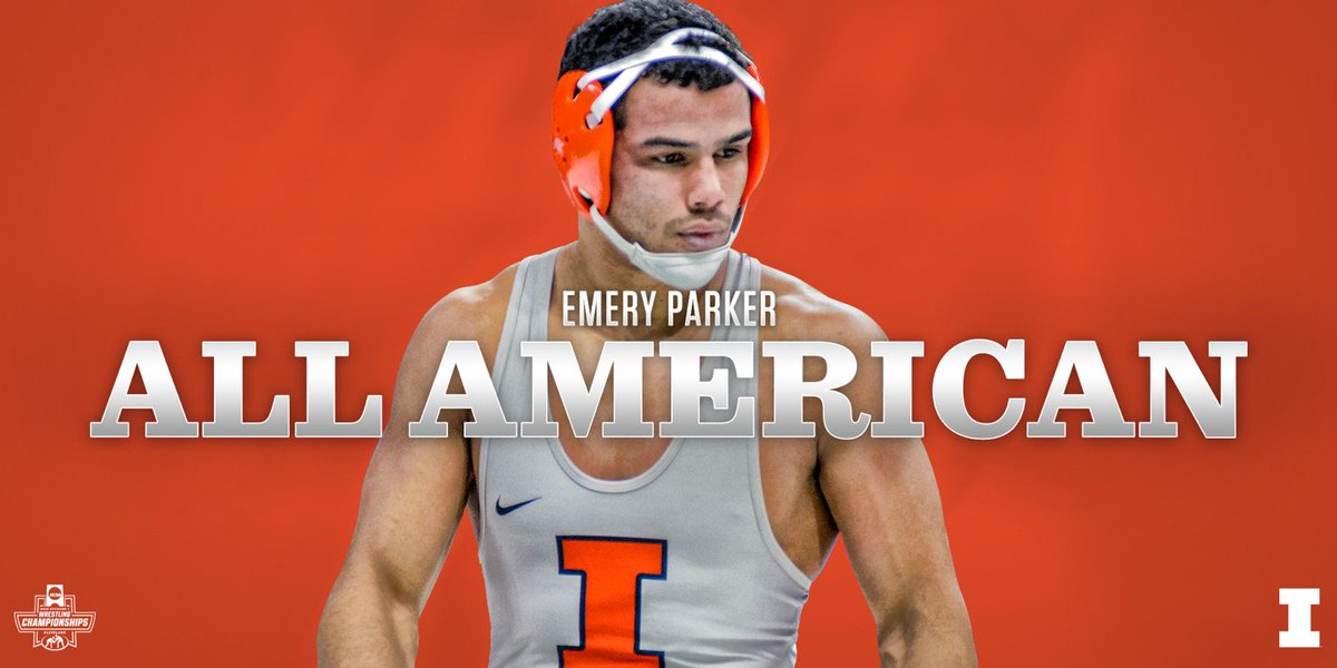 IlliniWrestling's tweet photo. For the first time, @Emeryparker is an All-American! 

Parker defeated No. 3 seed Ryan Preisch (Lehigh) 3-1 #Illini https://t.co/eL2kS8gOsV