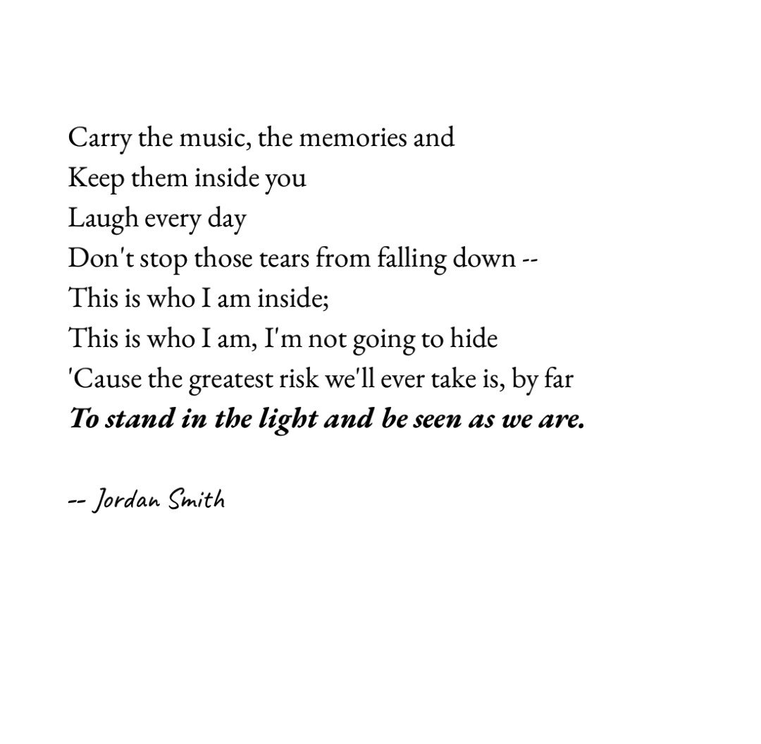 ifollowedfires's tweet photo. "The greatest risk we'll ever take is, by far, to stand in the light and be seen as we are." 

Thinking of you, @ItsPaigeTurco - this song is a beautiful take on #StrengthThroughVulnerability 💕

Listen here: https://t.co/GcpczWvqJf https://t.co/OK40Iy32c8