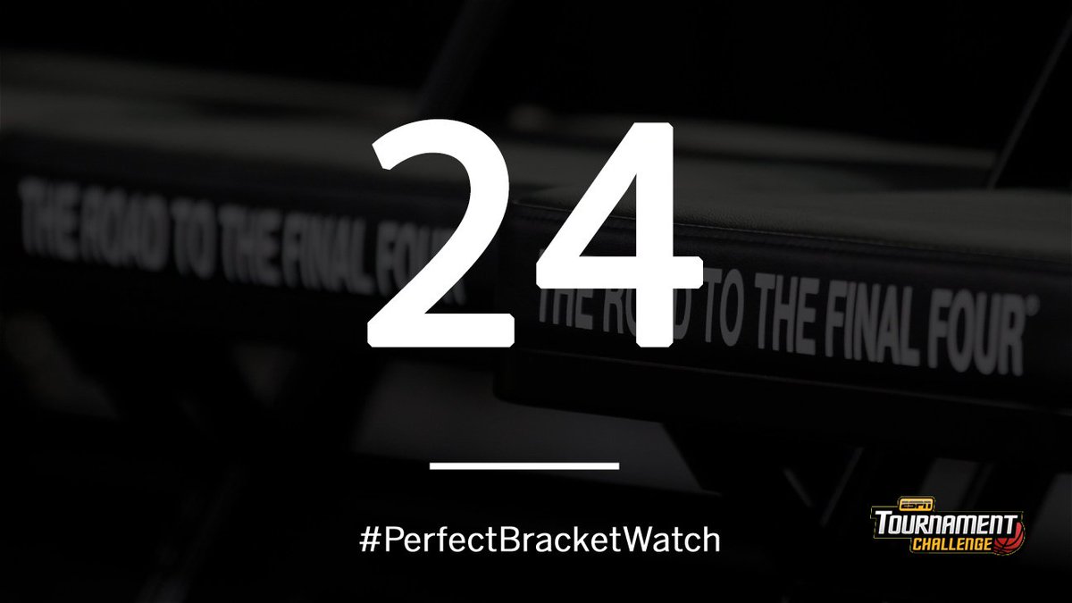 ESPNFantasy's tweet photo. With four games left in the Round of 64. #PerfectBracketWatch https://t.co/dd62vMvjBL