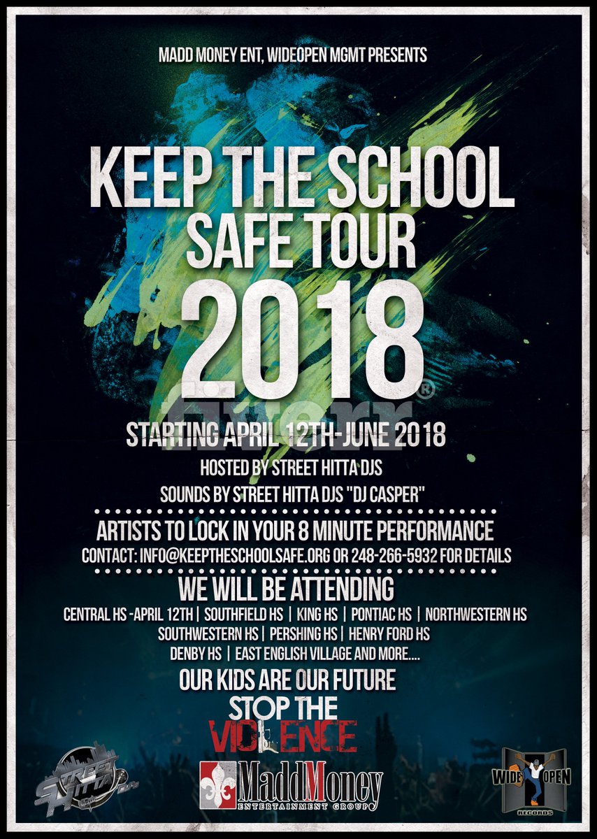 girrlchat's tweet photo. Keep The school Safe Tour is back in full effect. Ready for this positive movement on education, drug and gun free zone along with great performances by some of the hottest artists in Detroit. 3 slots left https://t.co/jxwJ1HKexg