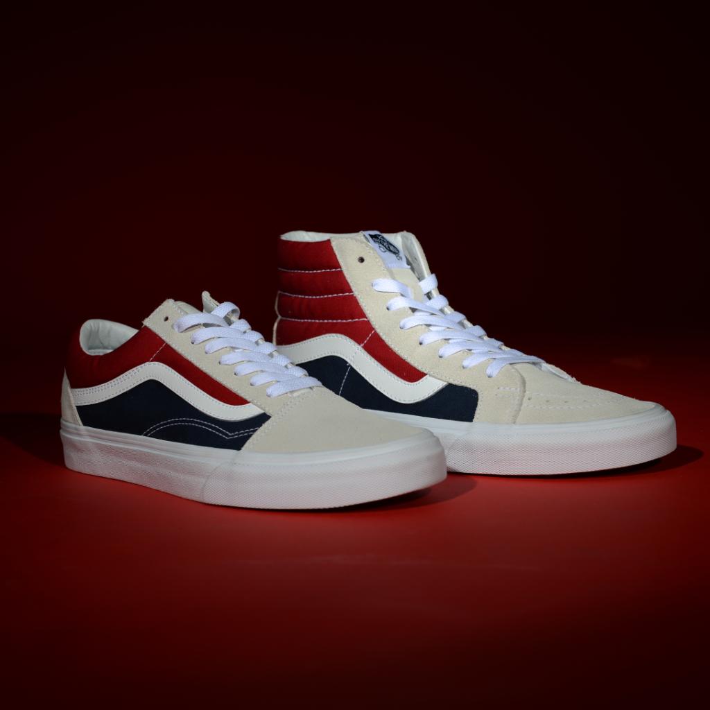 vans white red blue