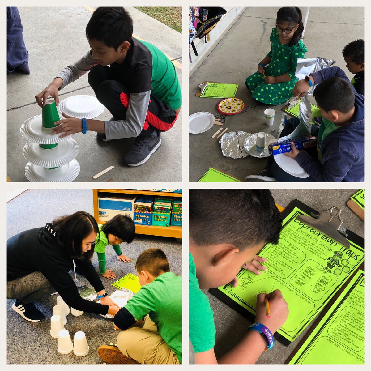 KristinOropeza's tweet photo. In honor of St. Patrick’s Day we completed a STEM challenge and students had to work in pairs or trios to create a leprechaun trap. Lots of experimenting, creating and problem solving going on! #StPatricksDay #STEMinSPED https://t.co/oyDWMzhs8V