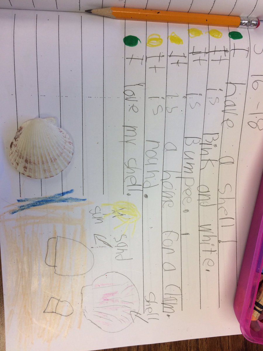 frostymom4's tweet image. We (kind of) went to the beach to kick off spring break! My kinders loved finding a shell to write about! #shellabration #kinderwriting