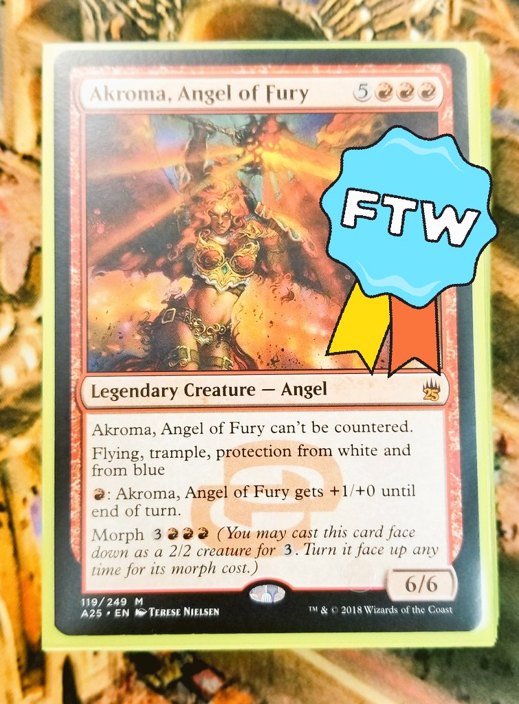Breakfast_Nerds's tweet photo. Tonight's all-star in #mtgA25 draft. One game I stabilized at 1 life with Fortune Thief before slamming Akroma. Just ridiculous! #mtg https://t.co/OcuB9Ar2xL