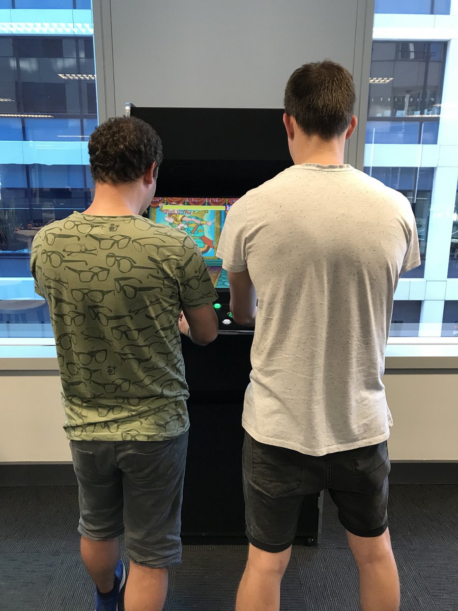JaywingAus's tweet photo. The lure of the arcade machine has proved too much for the @frank_digital boys after a day of moving! Looking forward to Monday 😁 https://t.co/V4IHheYvdr
