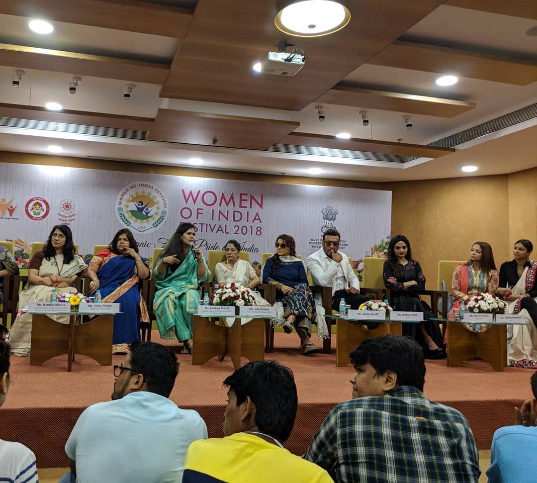 woif2018's tweet photo. A glimpse of yesterday's Press conference for #WOMENOFINDIAFEST2018 #WOIF2018 
@MinistryWCD  @iam_juhi  @bindasbhidu @TanishaaMukerji @Pankajamunde https://t.co/gPjgekMd4K
