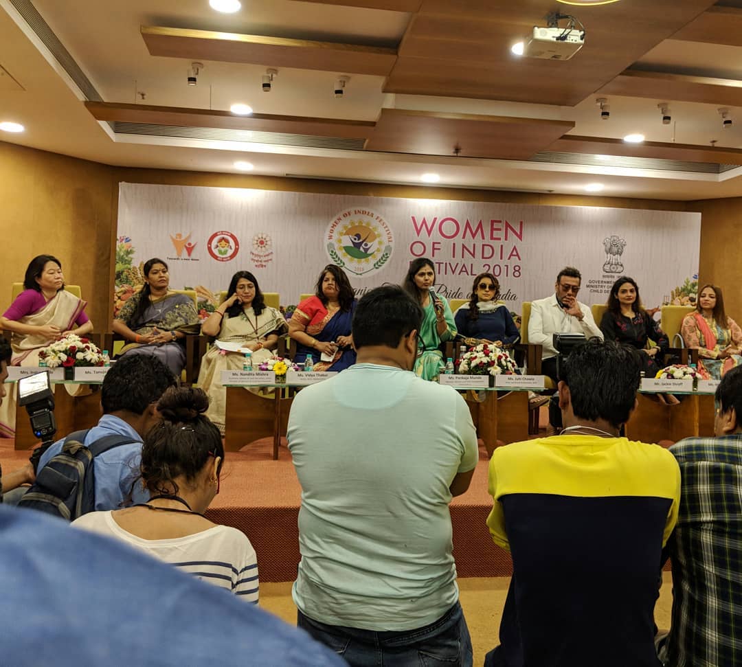 woif2018's tweet photo. A glimpse of yesterday's Press conference for #WOMENOFINDIAFEST2018 #WOIF2018 
@MinistryWCD  @iam_juhi  @bindasbhidu @TanishaaMukerji @Pankajamunde https://t.co/gPjgekMd4K