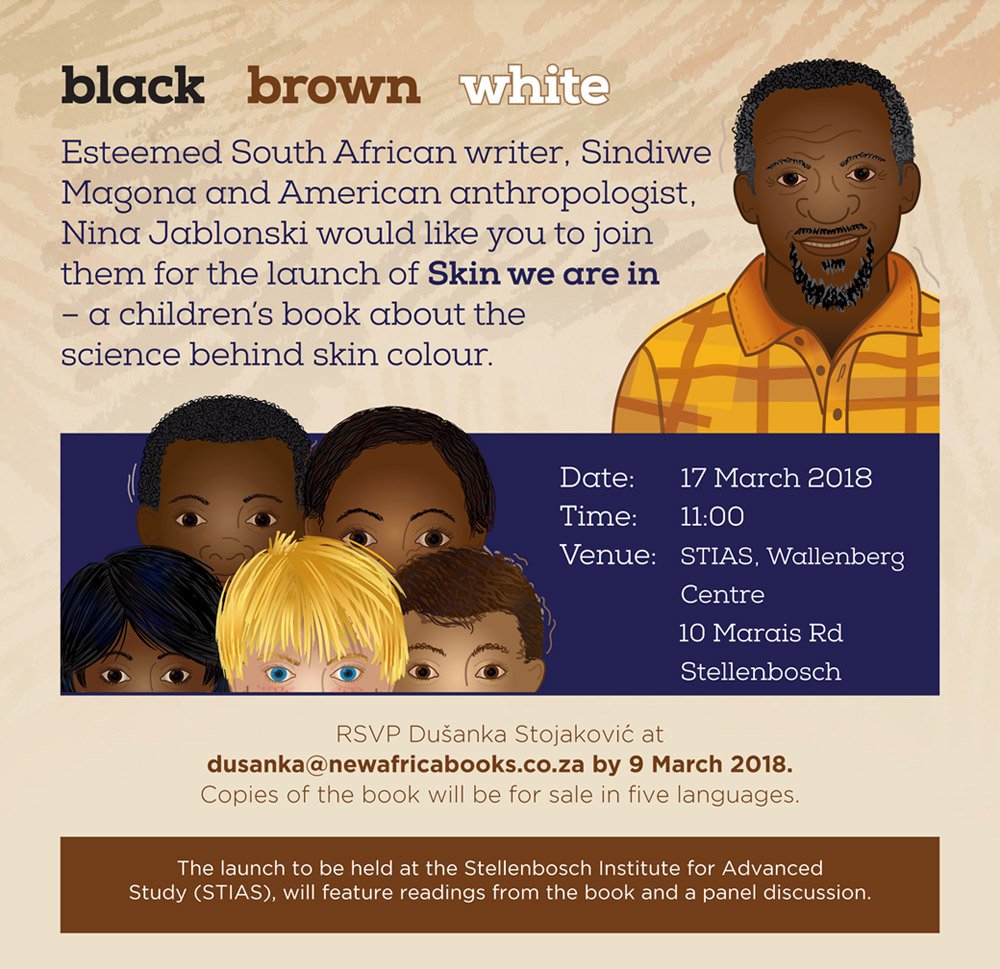 We are all looking forward to today's launch of #SkinWeAreIn at <a href="/STIAS_SA/">STIAS</a> in Stellenbosch! A surprise guest has been promised! Many thanks to our publishers <a href="/_DavidPhilipPub/">New Africa Books</a> and <a href="/STIAS_SA/">STIAS</a> for hosting.