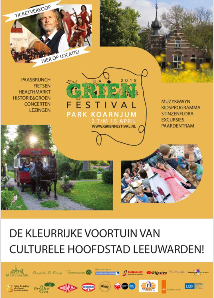 MartenaState1's tweet photo. Grien Festival - Brunches - Paardentram - Excursies - Groen-Lezingen  - Salonorkest Sinnema - GreatLake - Regina Forte - Gerrit Breteler - Circusworkshop  - De Pouwen - Trixbakmix en veel meer...
@vvvleeuwarden @Tunmanswente @Kon_Luchtmacht https://t.co/lhrMd6sUwg