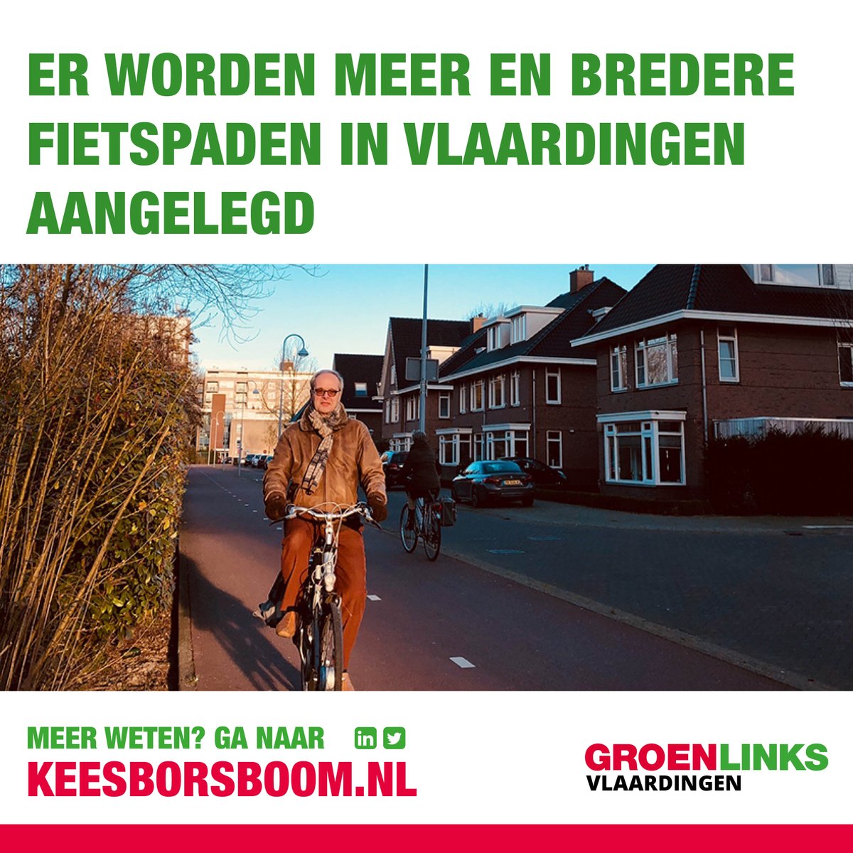 Vlaardingen heeft reeds diverse gezondheidsacties in gang gezet. Winst valt te behalen door inwoners te stimuleren om meer te fietsen! Bredere fietspaden welke gescheiden zijn van rijbanen bit.ly/KBFietspaden #GroenLinksVlaardingen #speerpunten #KeesBorsboom #lijst10 #plaats9