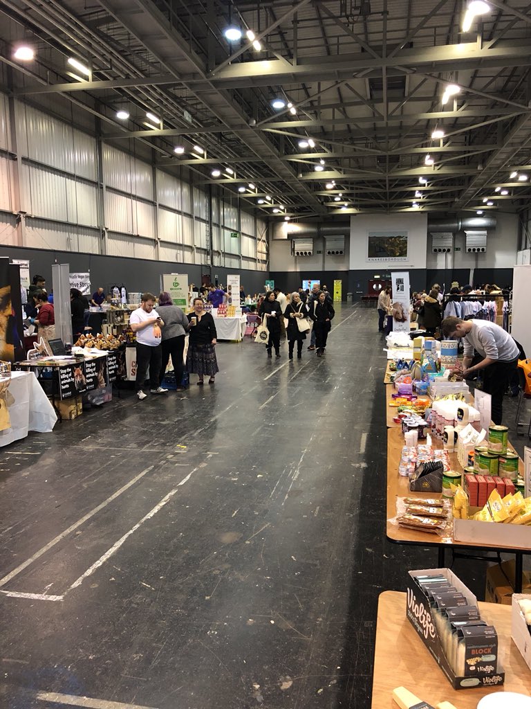 Stalls set up for the first vegan festival today in Harrogate at the convention centre