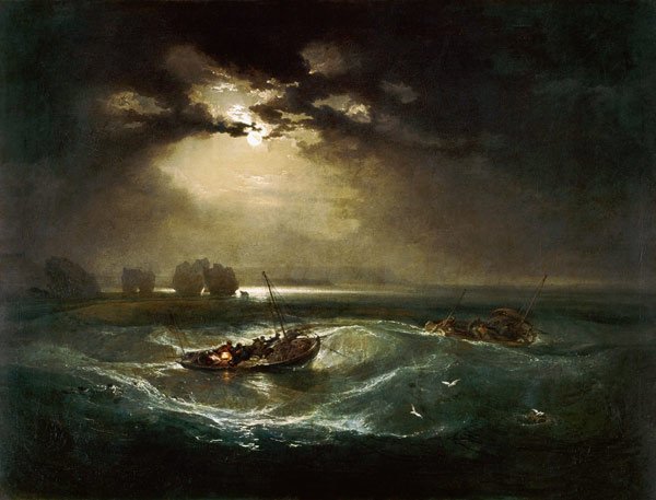 A picture of the classic JMW Turner painting - Fishermen at Sea - that  served as inspiration for mood and visual aesthetic of the film. If you  look closely you will even see it hanging in Robinson's quarters. #JMWTurner #TateBritain #Nationalgallery