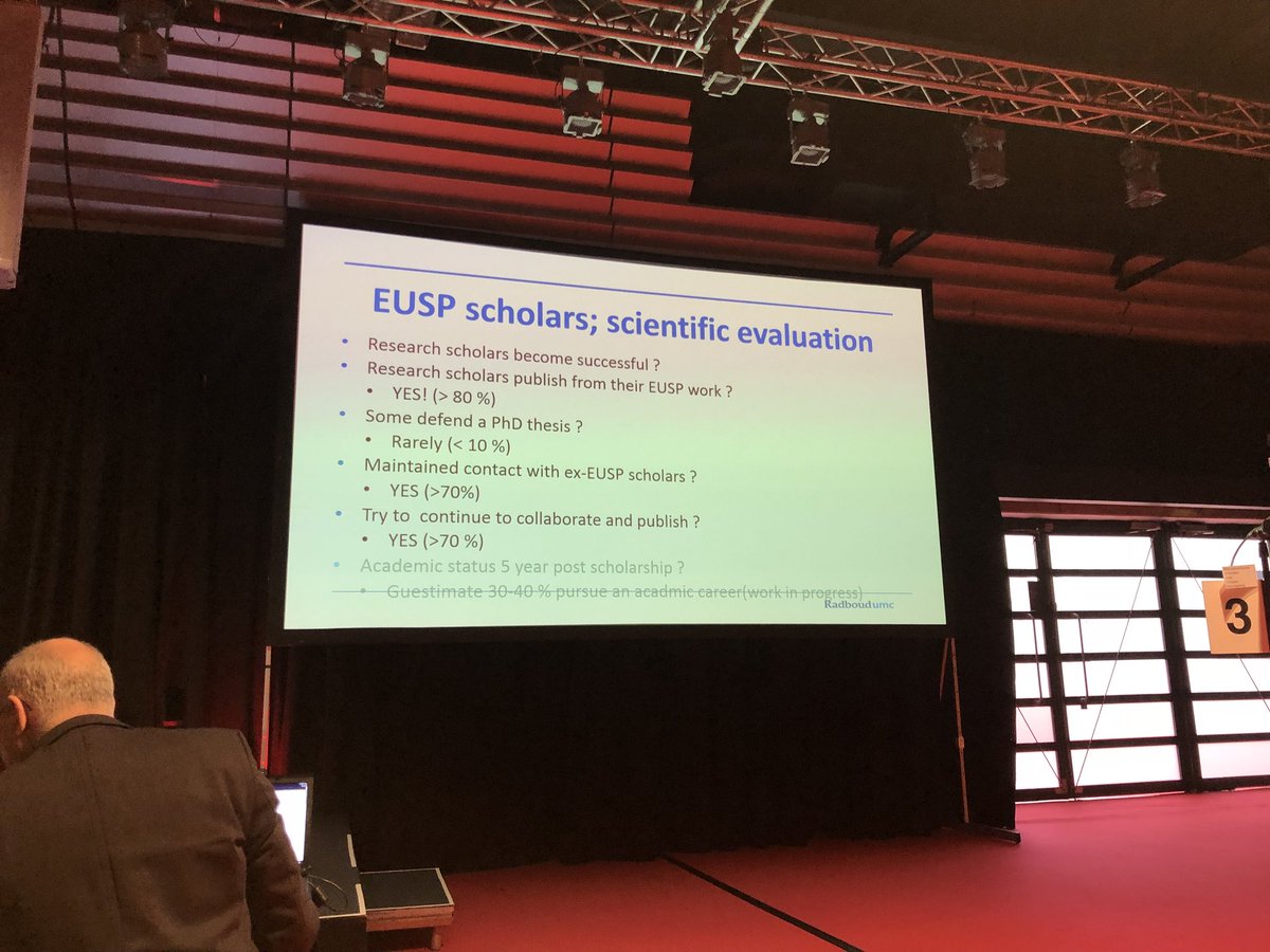 #EAU18 #YOURday18 : applying for scholarship program from #eusp opens the door to an academic career. 80% of the scholars publish their work! Big succes! And they mantain scientific relationships with their host centres! uroweb.org/education/scho…