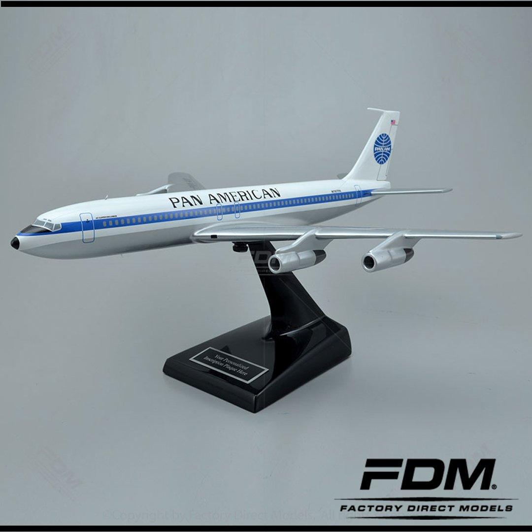 FDMCustomModels's tweet image. The model shown above is Factory Direct Models extremely detailed top of the line collector series scale model replica of the #Pan #American #Airlines #Boeing 707-321C #Clipper Challenger aircraft. #KingAir #Model #Aircraft #Factory_Direct_Models