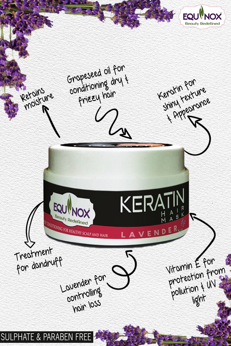 we are not only here just to sell our products but we also aim to give you all the details of what we are adding to our products and how it's going to benefit you. 
So let's try to find out more about what you would be using..
#equinox #hairproducts #keratinhairmask #lavender