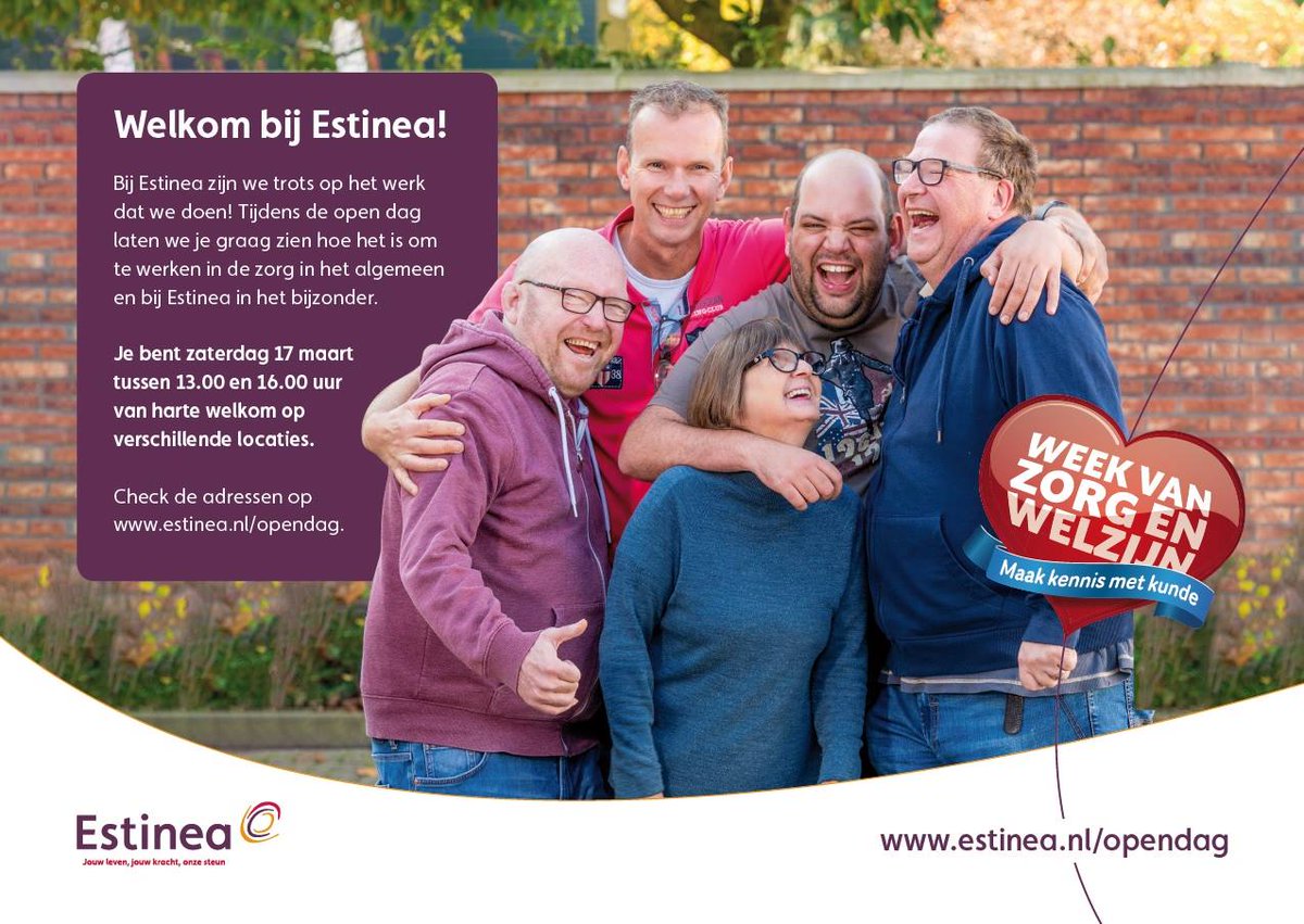 Estinea's tweet photo. Vandaag is het de Open Dag van de @WeekZorgWelzijn! We zien &amp; spreken je graag straks tussen 13.00 en 16.00 uur. Check https://t.co/EowAqUGfzL voor alle locaties die meedoen! https://t.co/jIMtIayxxa
