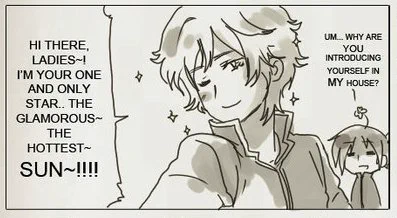 @raquel_cf150 He calls himself 'Sun' in the first strip he appeared in XD He became Sol in the following strips because I thought Sun sounds so object-y and not a name. Same as Luna. 