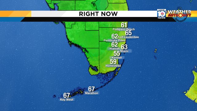 Kendall beating the overnight cool-down with a cool temp of 55°, elsewhere in the 60s. #SouthFlorida #Flwx https://t.co/JgGgAquBxh