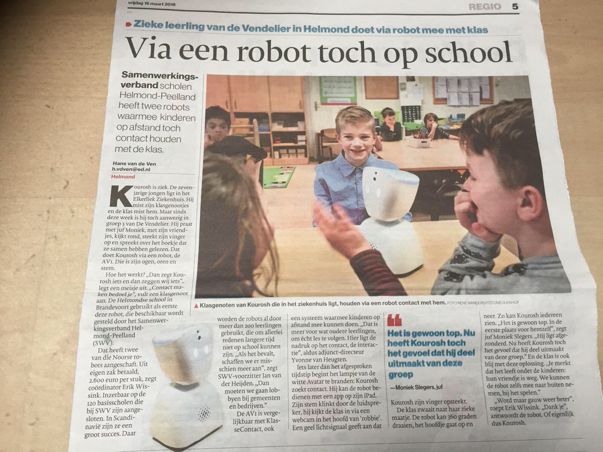 Zieke leerling blijft contact houden met de klas.