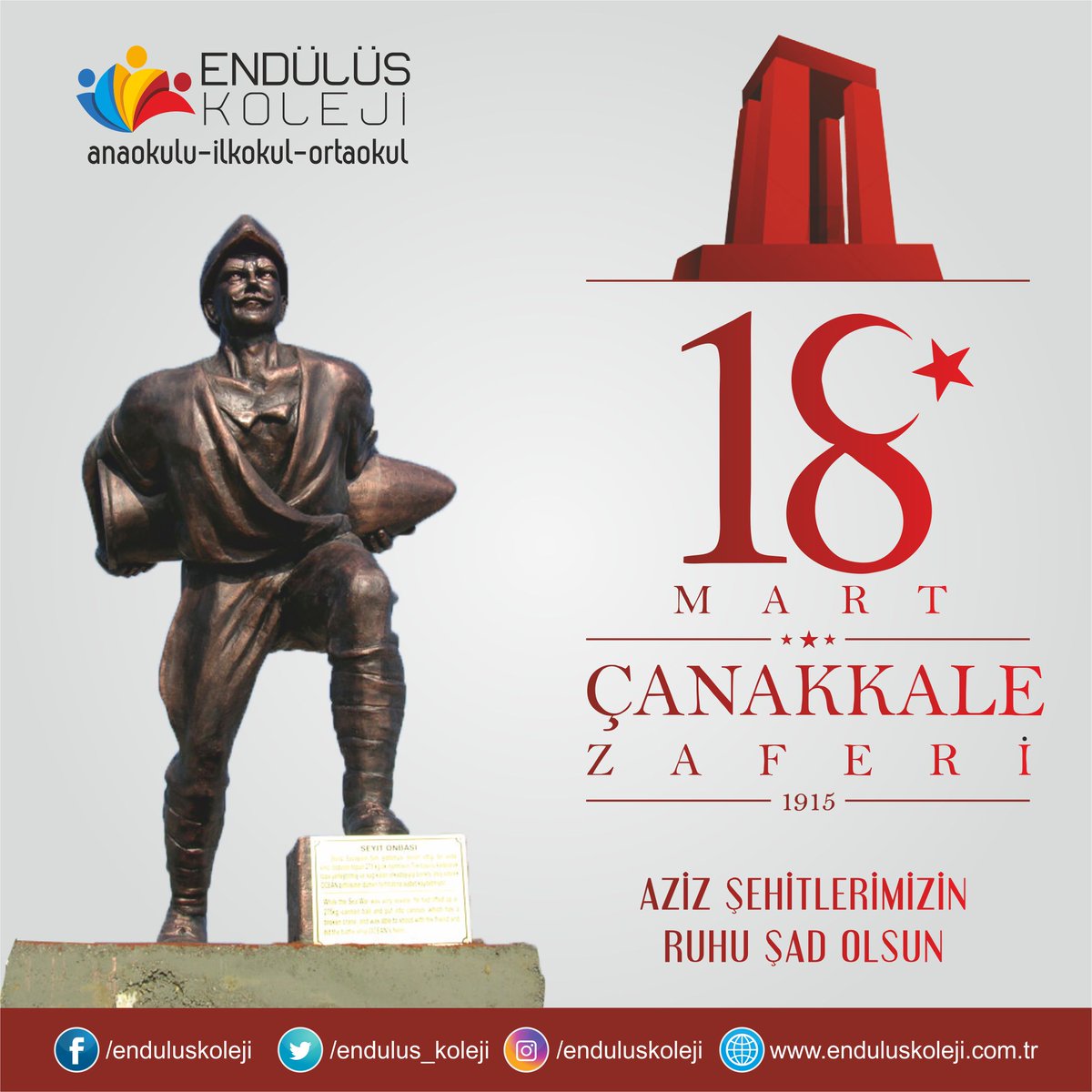 Bir destandır Çanakkale, Aziz Şehitlerimizi Minnetle Anıyoruz. #EndülüsKoleji #DahaÖzeliYok #Çanakale #Zaferi #Aziz #Şehitlerimiz #Minnet #Anıyoruz