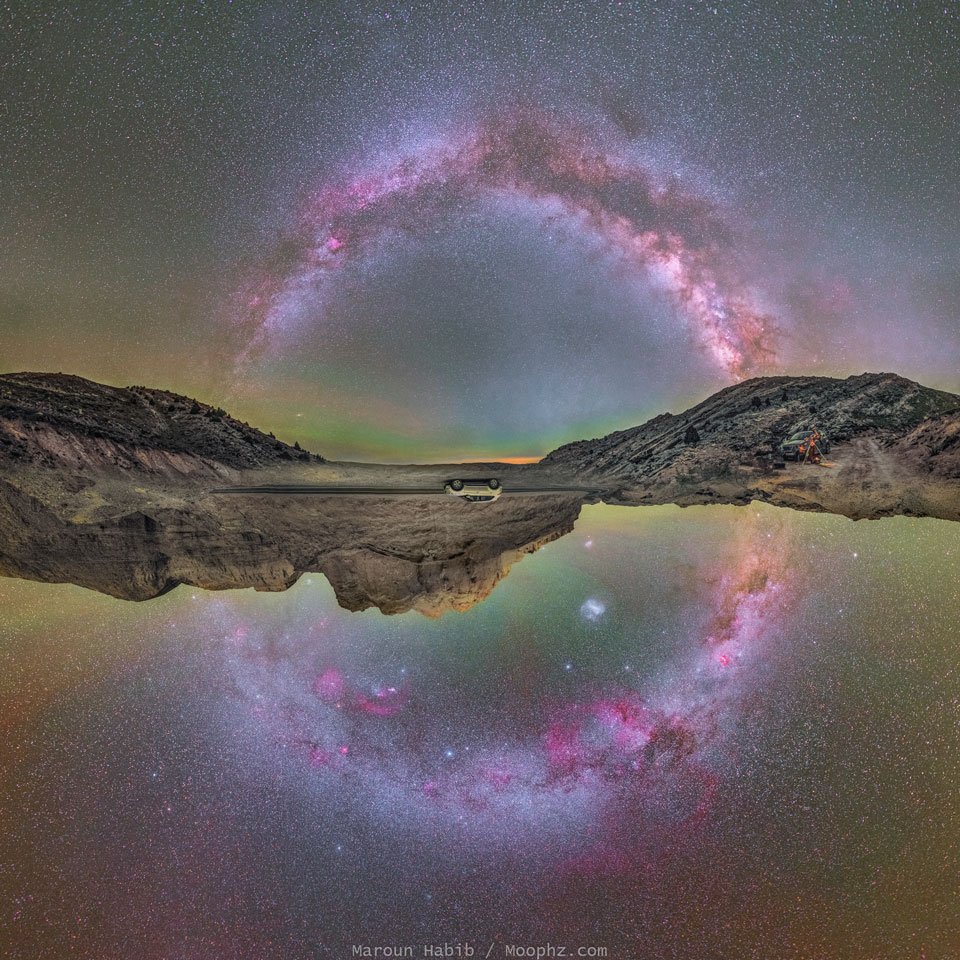 PlanetarioMad's tweet photo. #BuenosDias #FelizSábado
El plano galáctico completo: arriba desde Líbano y abajo desde Chile https://t.co/mUVugEz4aR 
Fotografía: Maroun Habib via @apod_es https://t.co/ssqZtfsnag