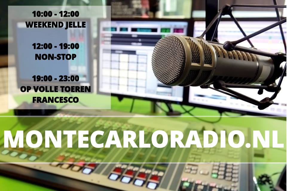 Luister mee naar Jelle met Weekend Jelle vanaf 10:00 tot 12:00. Verder om 19:00 Francesco met Op Volle Toeren! montecarloradio.nl