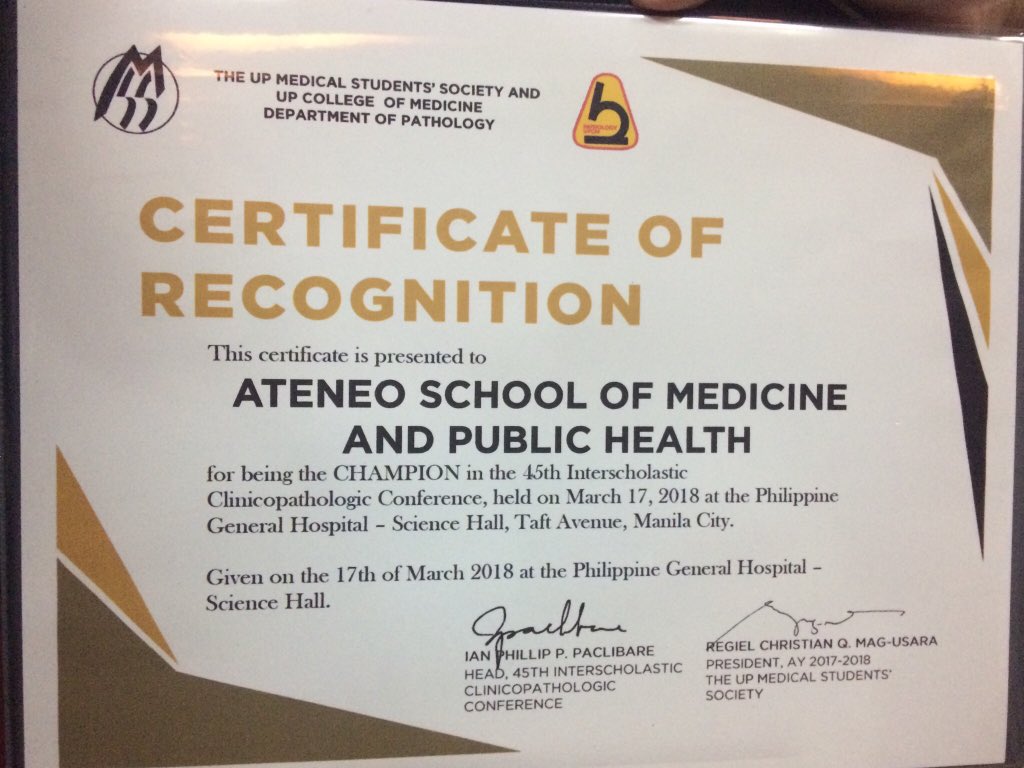 SCOPEASMPH's tweet photo. Congartulations to the ASMPH CPC team for bagging
Best Visual Presentation
ICPC Champion
in the UP MSS 45th Interscholastic Clinicopathologic Conference!
#TeamASMPH https://t.co/K5DPZ7VOCm