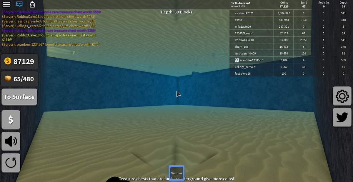 roblox treasure hunt simulator sand layers