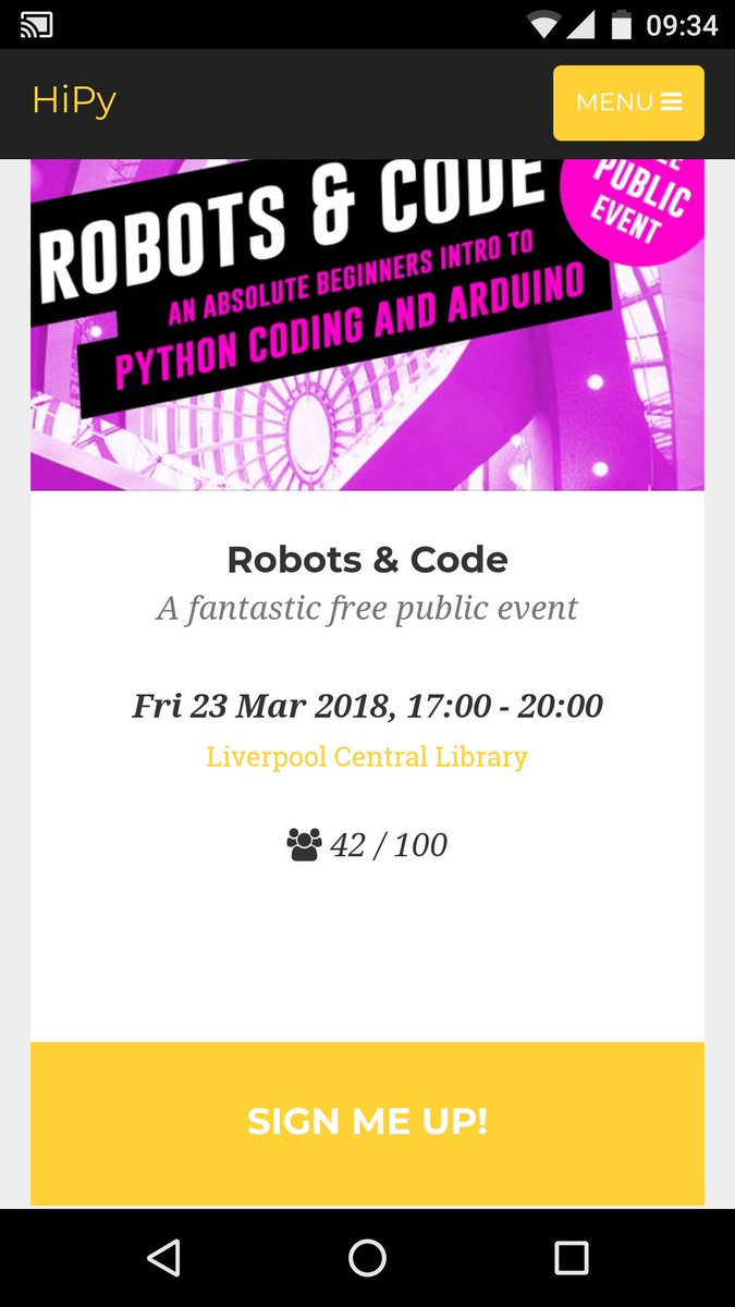 hipyliv's tweet image. Get ready for #RobotsAndCode @Liverpoollib 23 March 5 - 8 pm. Register now at hipy.uk