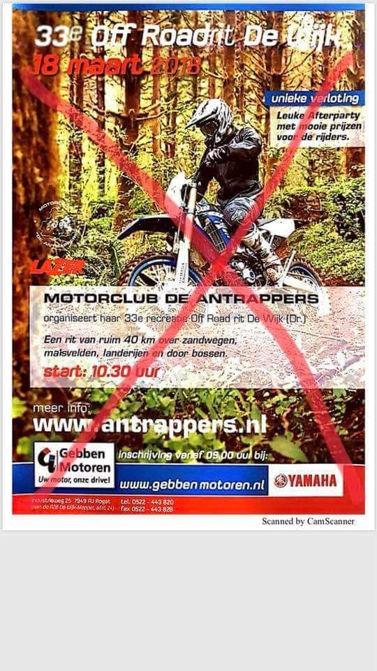 #Offroad #DeWijk 2018 afgelast