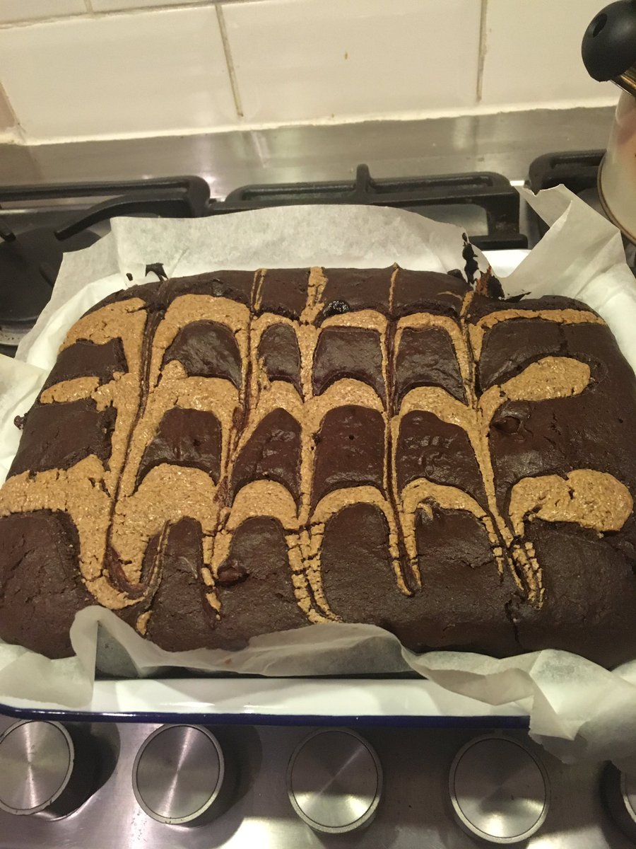 LittleEMac's tweet photo. Totes made peanut butter brownies. And they're edible. I'm all Saturday smug. #smugface #veganbaking #purefluke https://t.co/uuUS2VkaqC