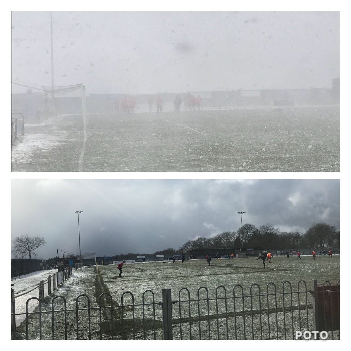 EleanorN21's tweet photo. 5minutes apart! 😂⚽️🌨 #Snowing #football #hardasnails #tevie #readyteviego @TeversalFC https://t.co/vDlxxy0ETY