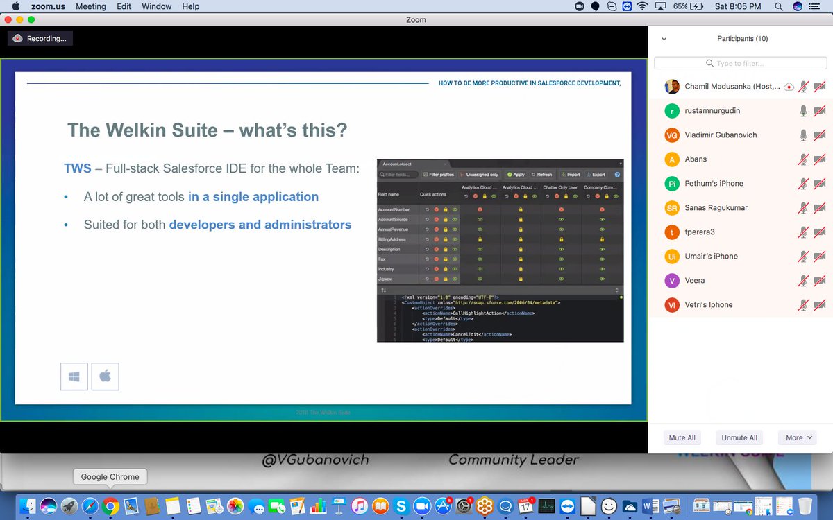 chamilmadusanka's tweet image. We started... #SriLankaSalesforceSaturday
Join Link: dazeworks.zoom.us/j/3633789624

Title: 
How to be more productive in Salesforce development, administration, and configuration with @TheWelkinSuite and SalesforceDX

#EmergingCommunity @salesforce @slsalesforcedug @WITSalesforceSL