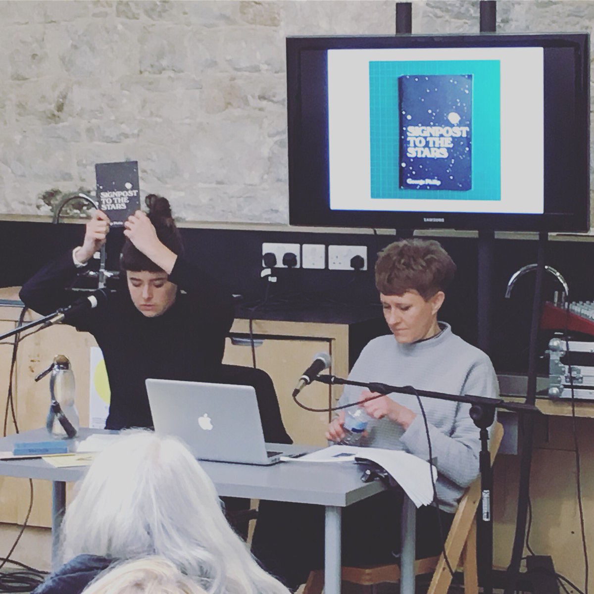counterplymouth's tweet photo. ‘Signpost to the Stars’ @PirripPress talk about their favourite books; the books that have influenced their design/publishing company & shop in #Bristol; “Why we like books, why we read books, why we make books”
#Counter2018 #Plymouth Art Book Fair @OceanStudios @RoyalWilliamYd https://t.co/shRfKnn3jW