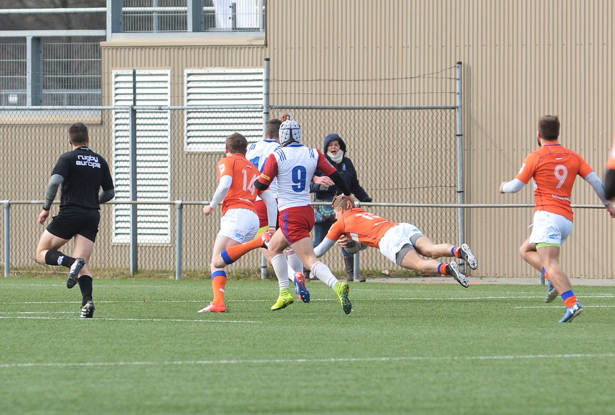 Mr_Mark_Brown's tweet photo. First half @rugby_europe #RETrophy action as @RugbyNLD race to a 17-0 lead over #CzechRepublic in Amsterdam.  Former @EdinburghRugby man @vissmeister diving in for one of the tries. https://t.co/s6vSpSZE3X