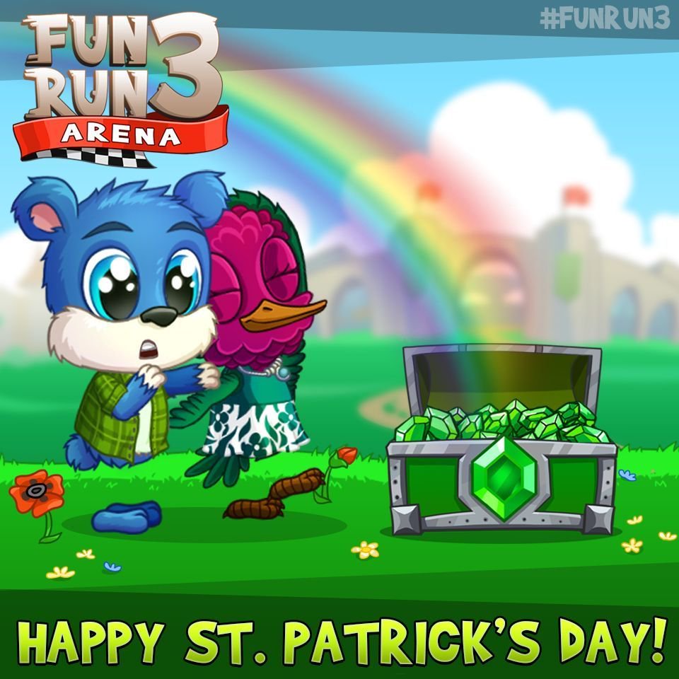 TheFunRun's tweet photo. Happy #StPatricksDay to all our followers! We 💚 you! #FunRun3 #FunRun2 #FunRun https://t.co/TIExNi8bow