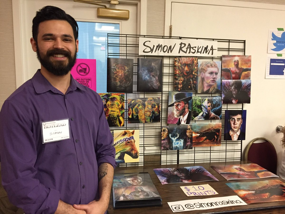 Joe_Sheik's tweet photo. One of our newest vendors @hotleadgaming @simonraskina Fine Art Painter custom prints everything fandom #SoManyWargames Come join us in Stratford #hotleadcon https://t.co/ILD8qFRysQ https://t.co/84M5npNufS