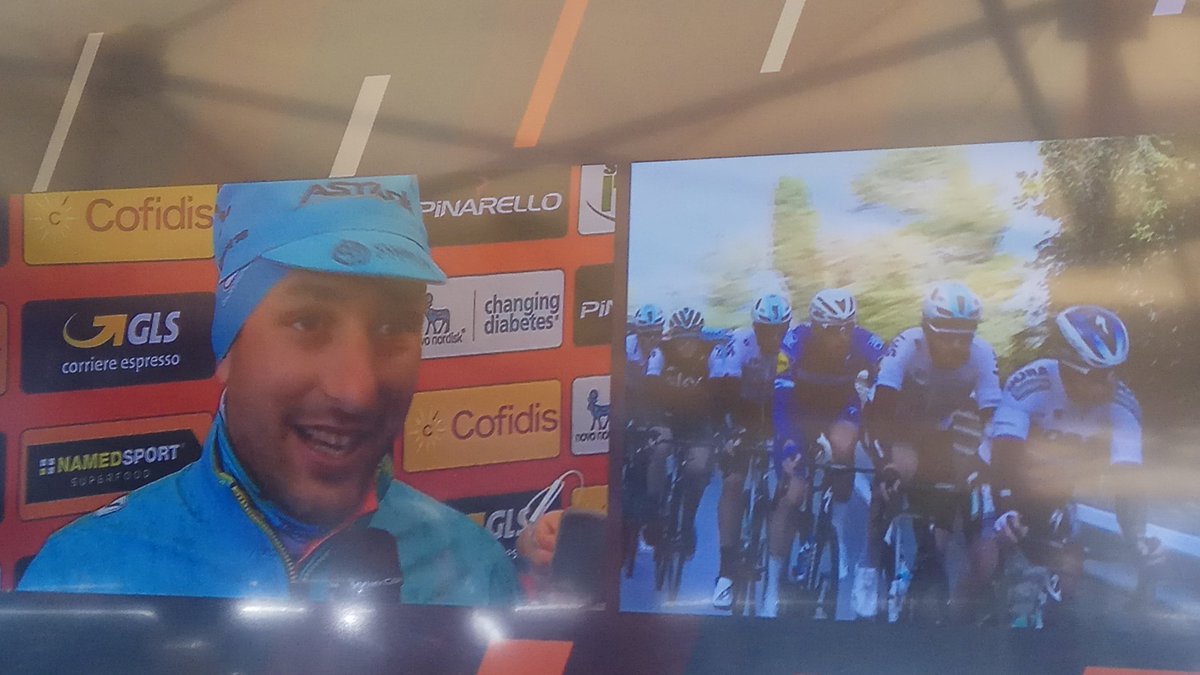 Interview of <a href="/gatto_oscar/">Oscar Gatto</a> on <a href="/RaiCiclismo/">Rai Sport ciclismo</a>, meanwhile 57 km to go in this race! #MSR #AstanaProTeam