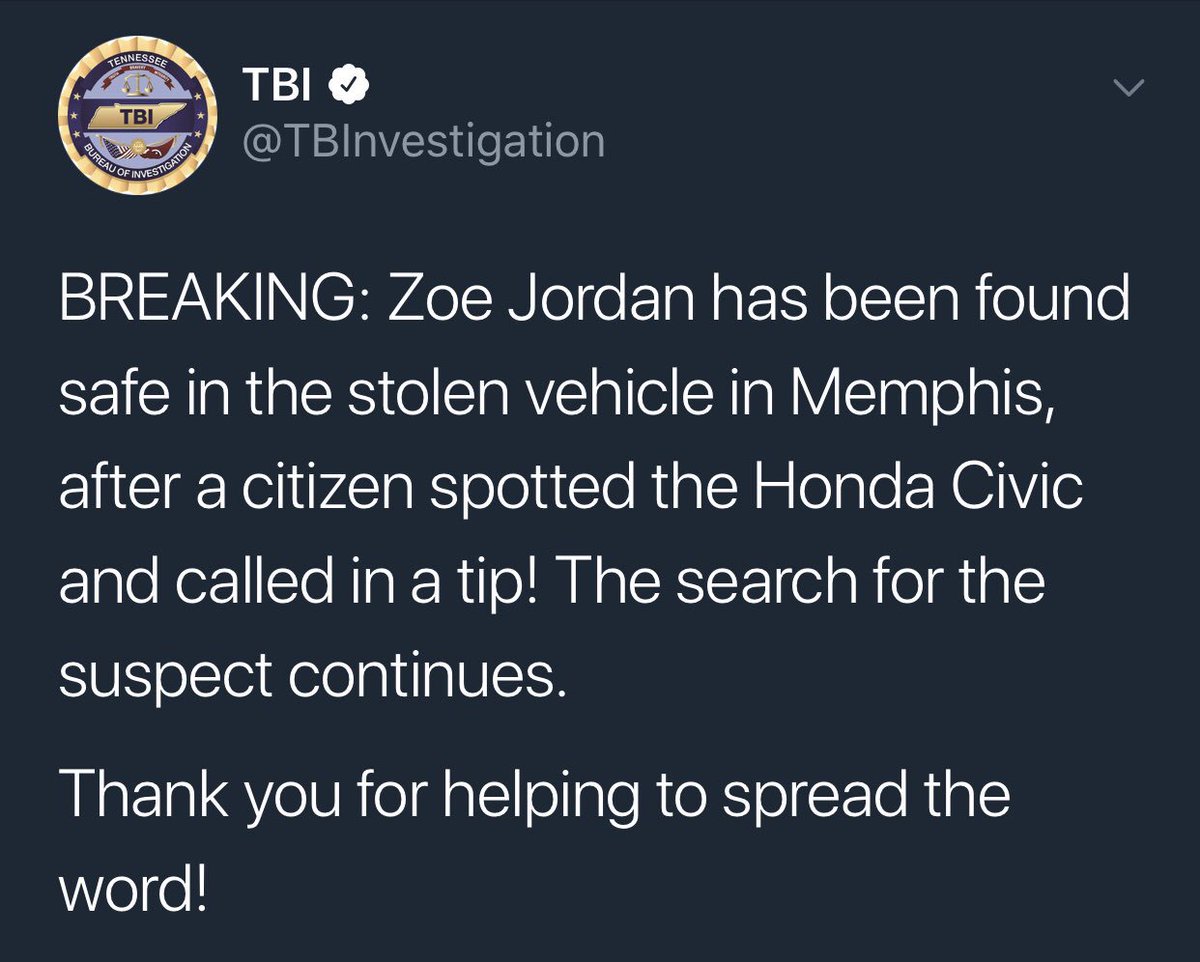 Annette_WBTW's tweet image. #ZoeJordan was found safe by authorities but the search continues for the man who took her. If you have information contact Memphis Police. @LocalMemphis