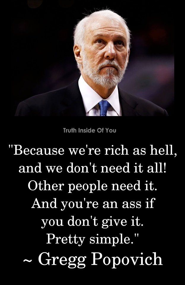 TruthInsideOfU's tweet image. Coach Gregg Popovich when asked why it's important to give to charity!!