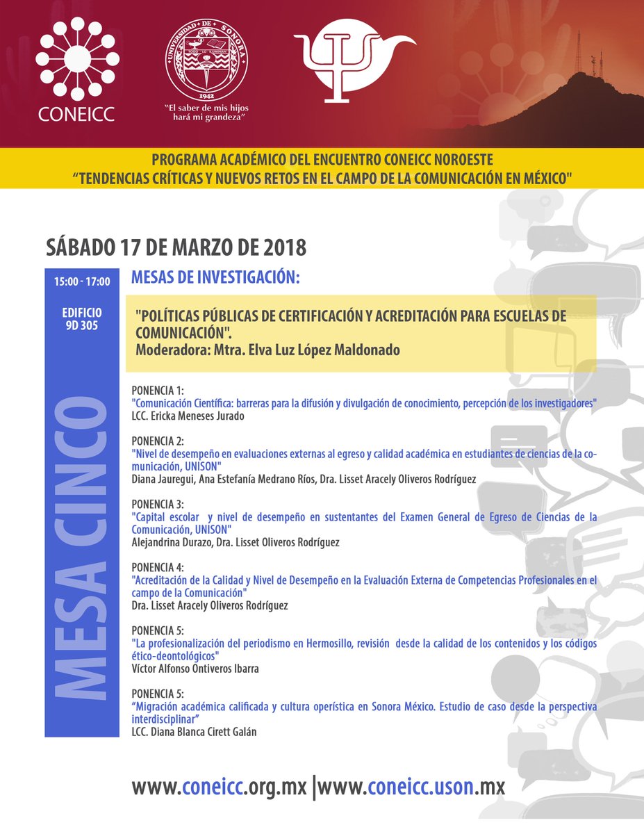 Aquí tienes toda la información de las mesas de investigación que se realizarán por la tarde en el Encuentro Coneicc Noroeste. (1/2)