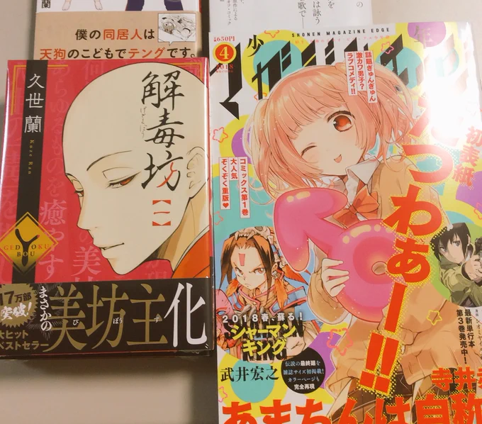 本日マガジンエッジ最新号発売しました!解毒坊第6話では、子坊主の正体が明らかになります!私もビックリしましたが、なんと単行本の続きがすぐに読めてしまうんです…エェーー?!
一巻と合わせて、マガジンエッジもどうぞ宜しくお願い致します! 