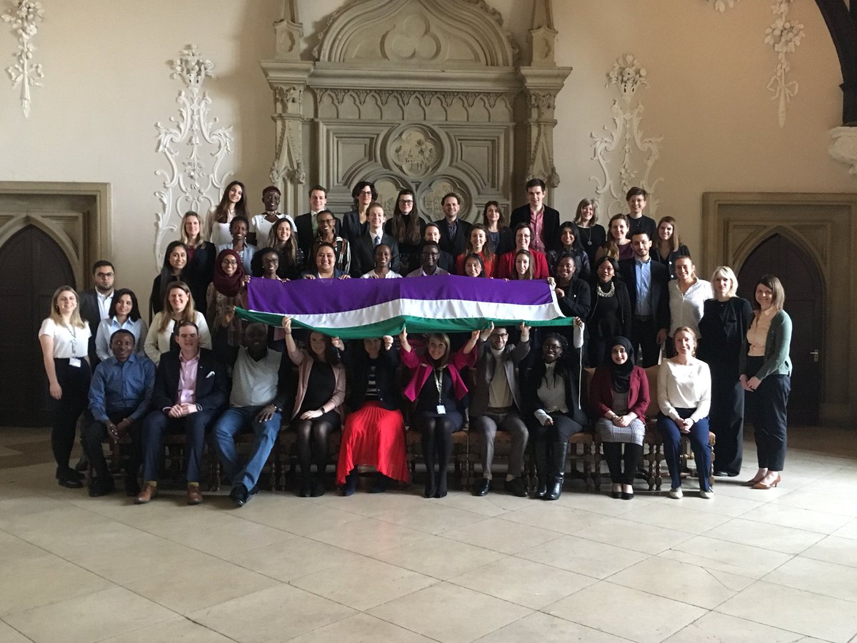 Honoured to have the @SuffrageFlag  here at @WiltonPark for our future foreign policy event! #ThinkGlobalWP #suffrageflagrelay